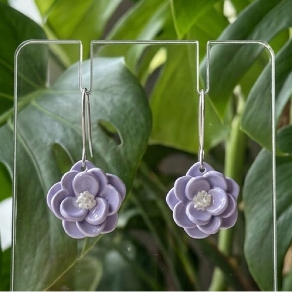 Flower Bouquet Dangle Earrings — Handmade — Hypoallergenic